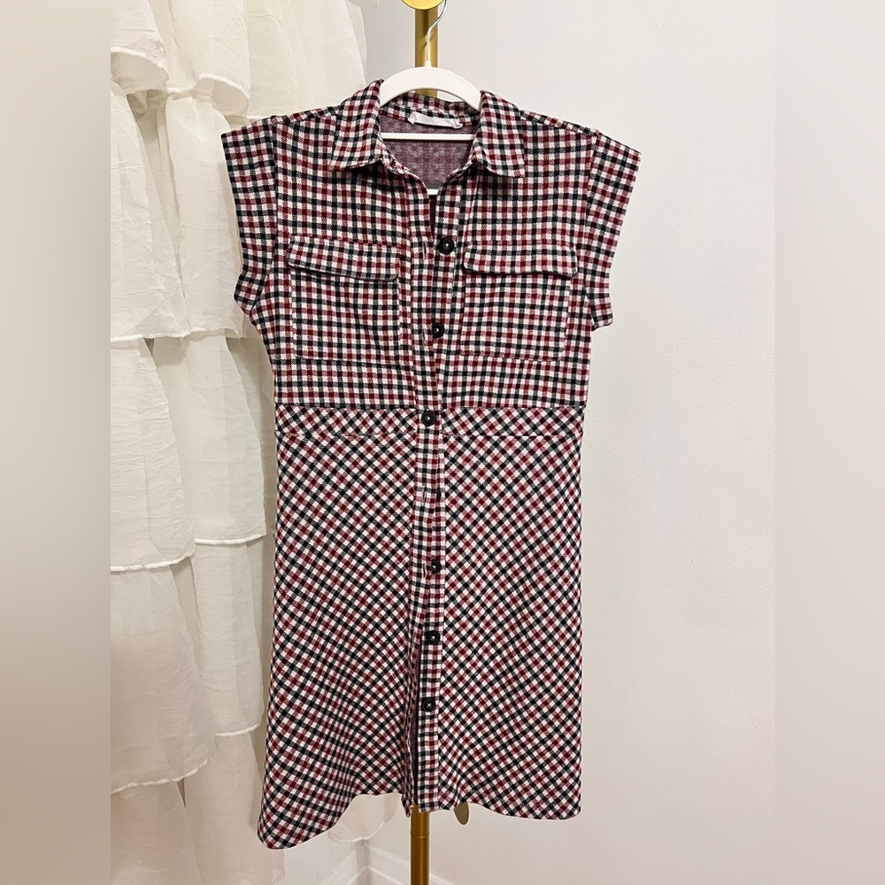 Zara Retro-Style Dress for Girls, 13-14 Years, Red & Navy Plaid